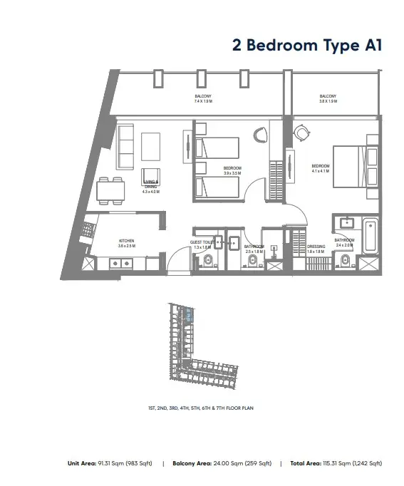Floor plan for Type A1