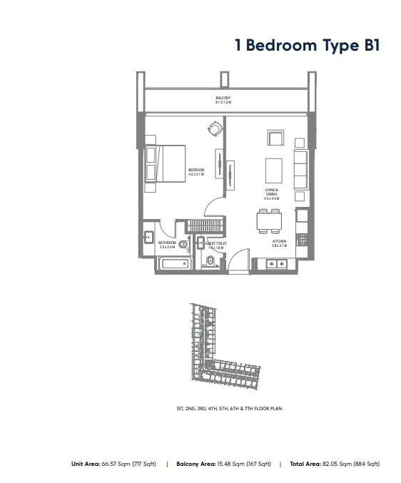 Floor plan for Type B1