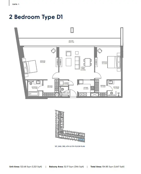 Floor plan for Type D1