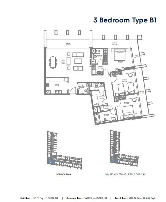Floor plan for Type B1