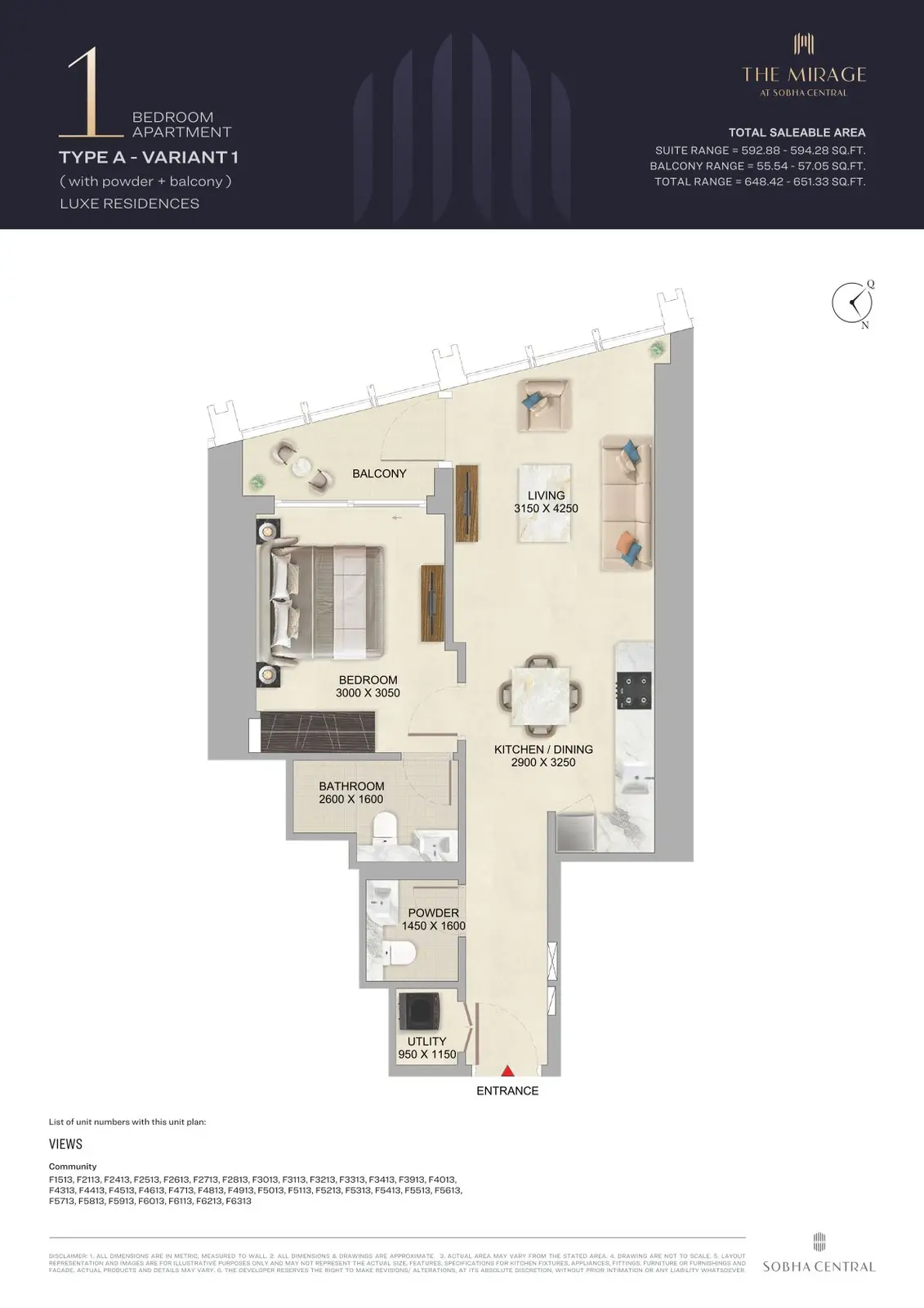 Floor plan for Type A1