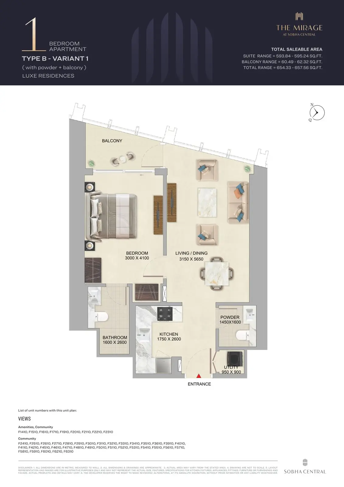 Floor plan for Type B1
