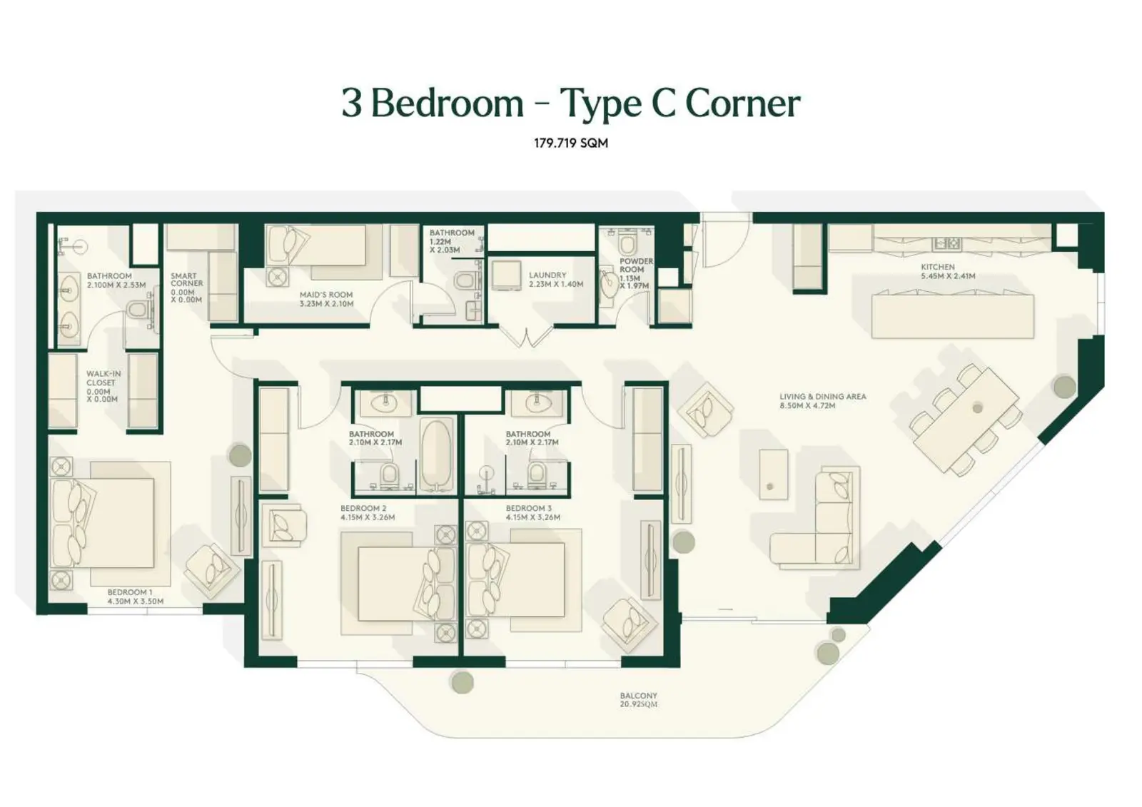 Floor plan for Type C- Corner