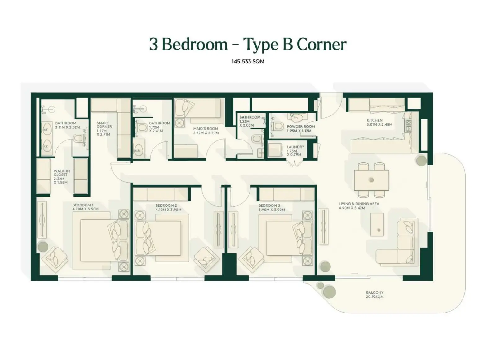 Floor plan for Type B- Corner