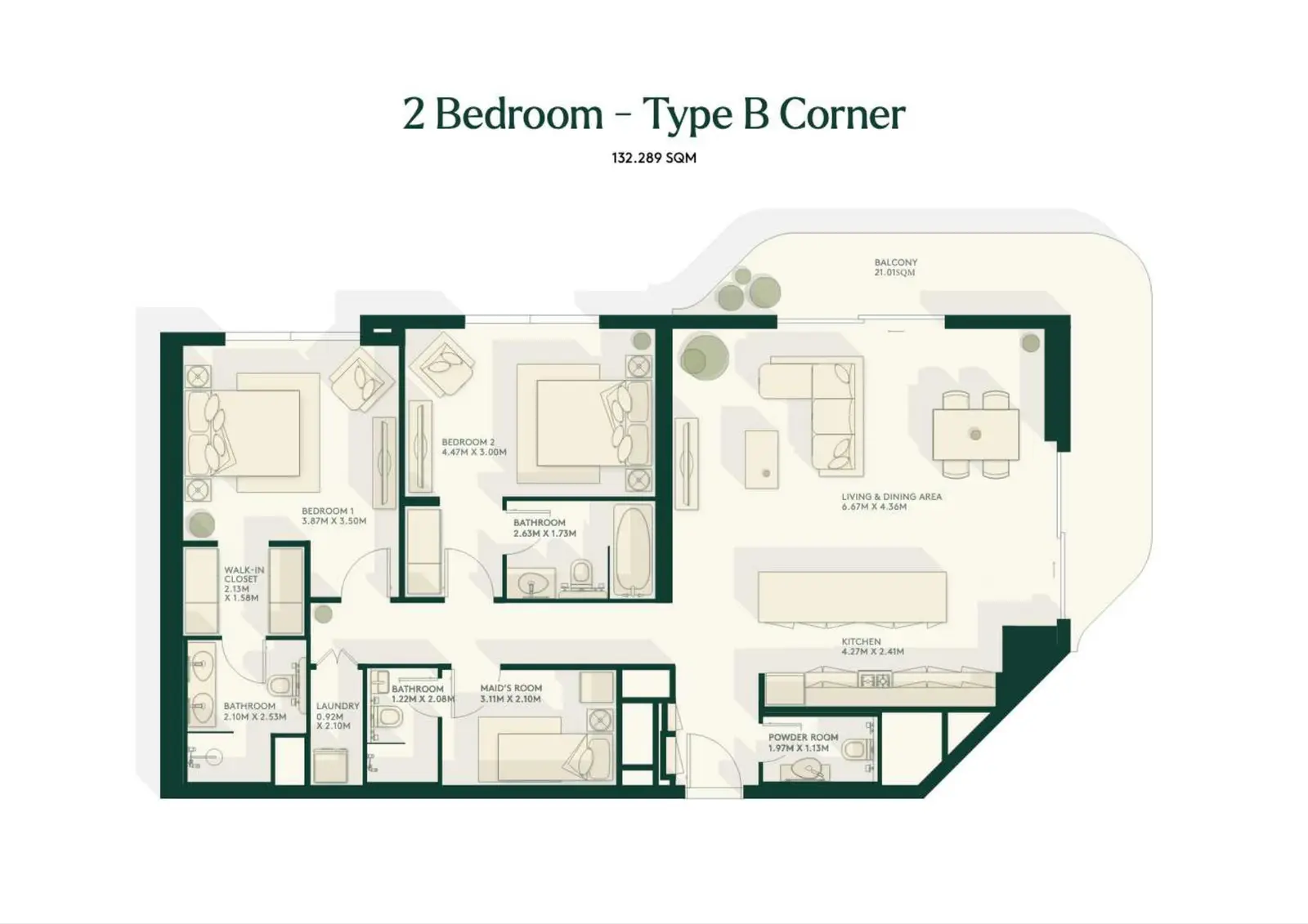 Floor plan for Type B- Corner