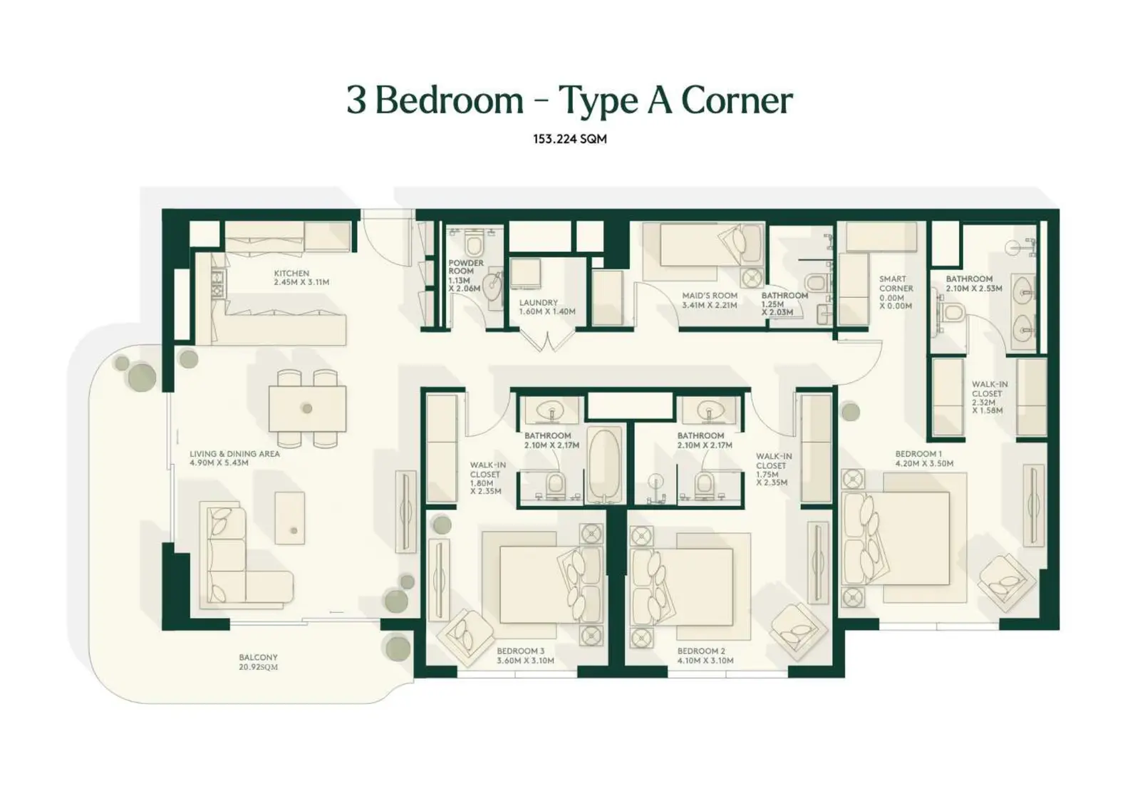 Floor plan for Type A- Corner