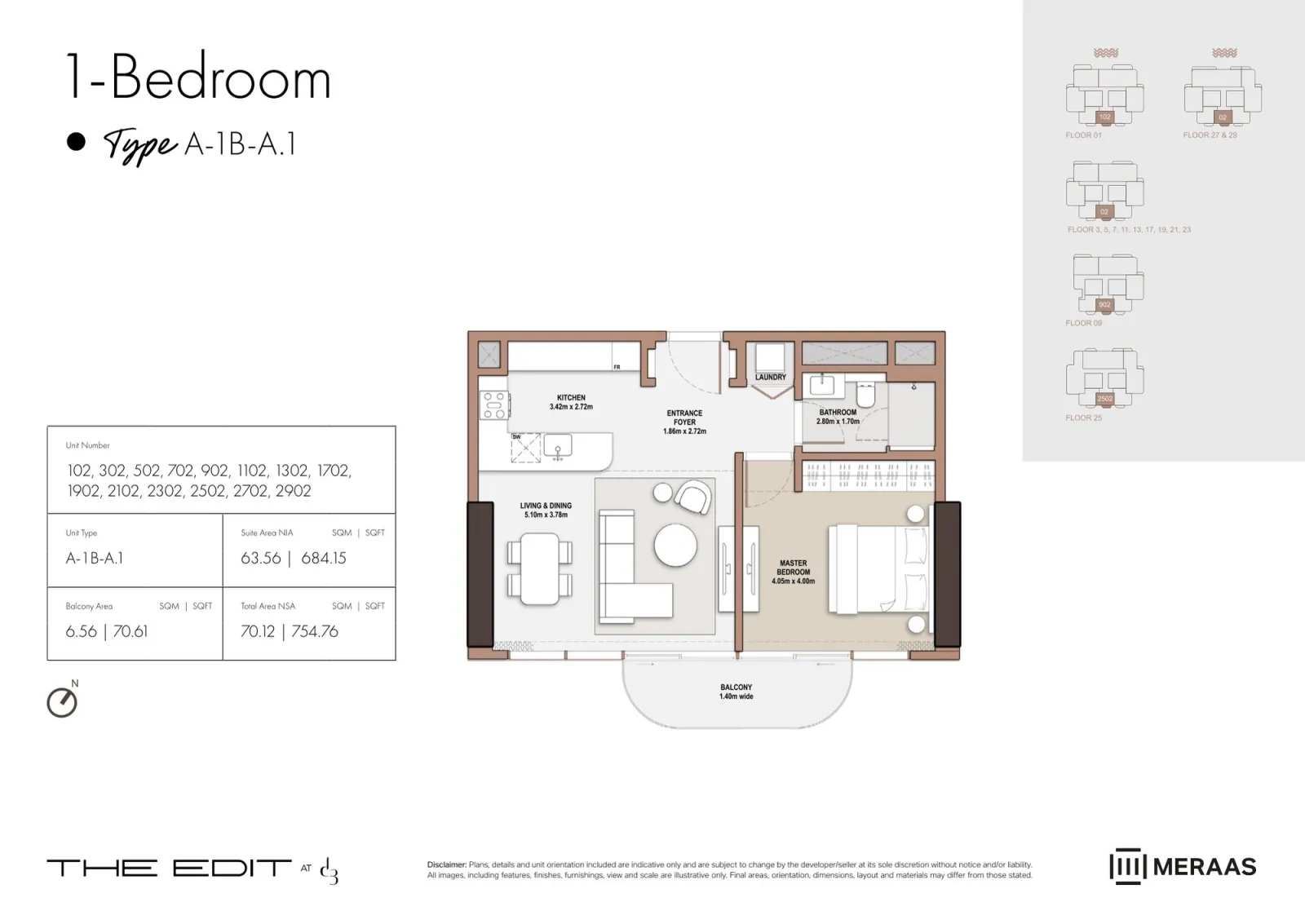 Floor plan for Type A1