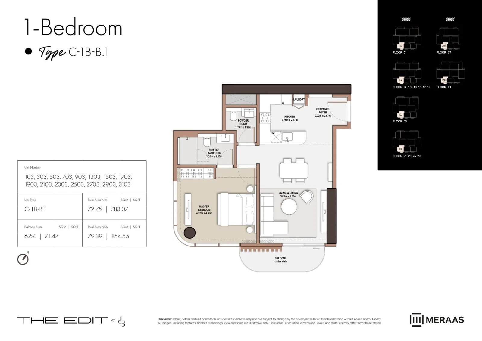 Floor plan for Type B1