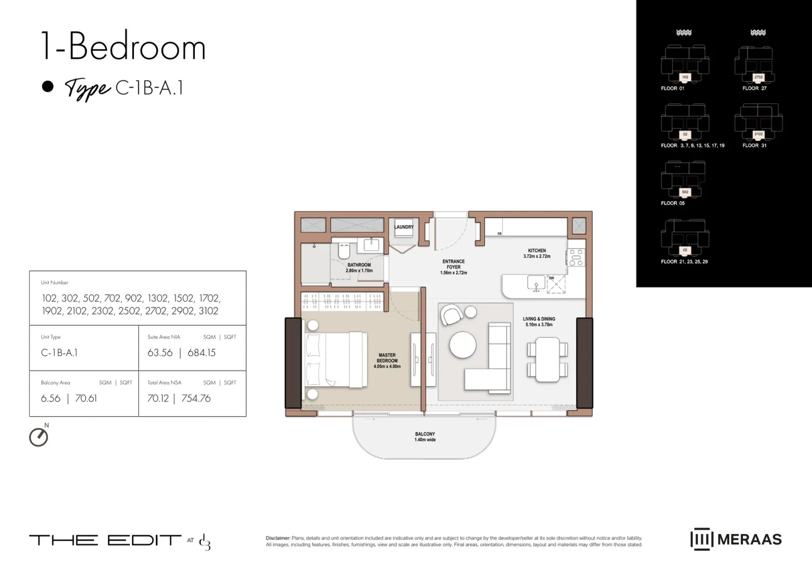 Floor plan for Type A1