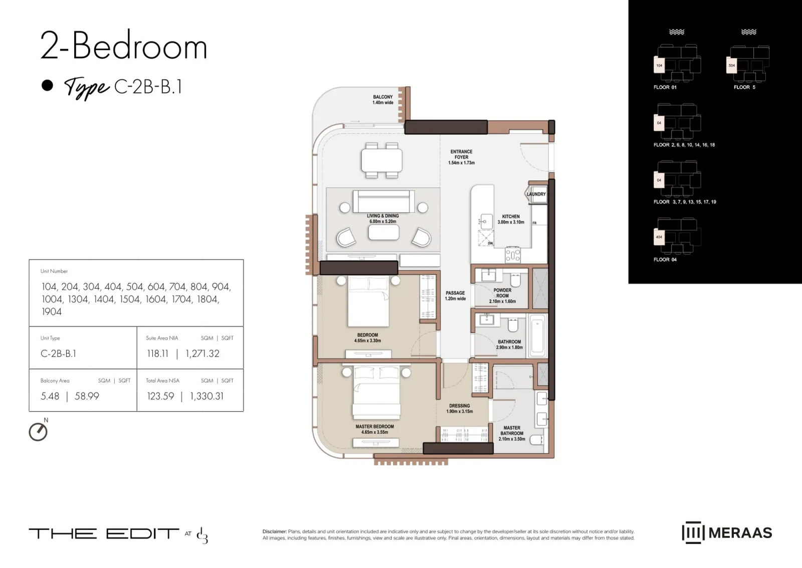 Floor plan for Type B1