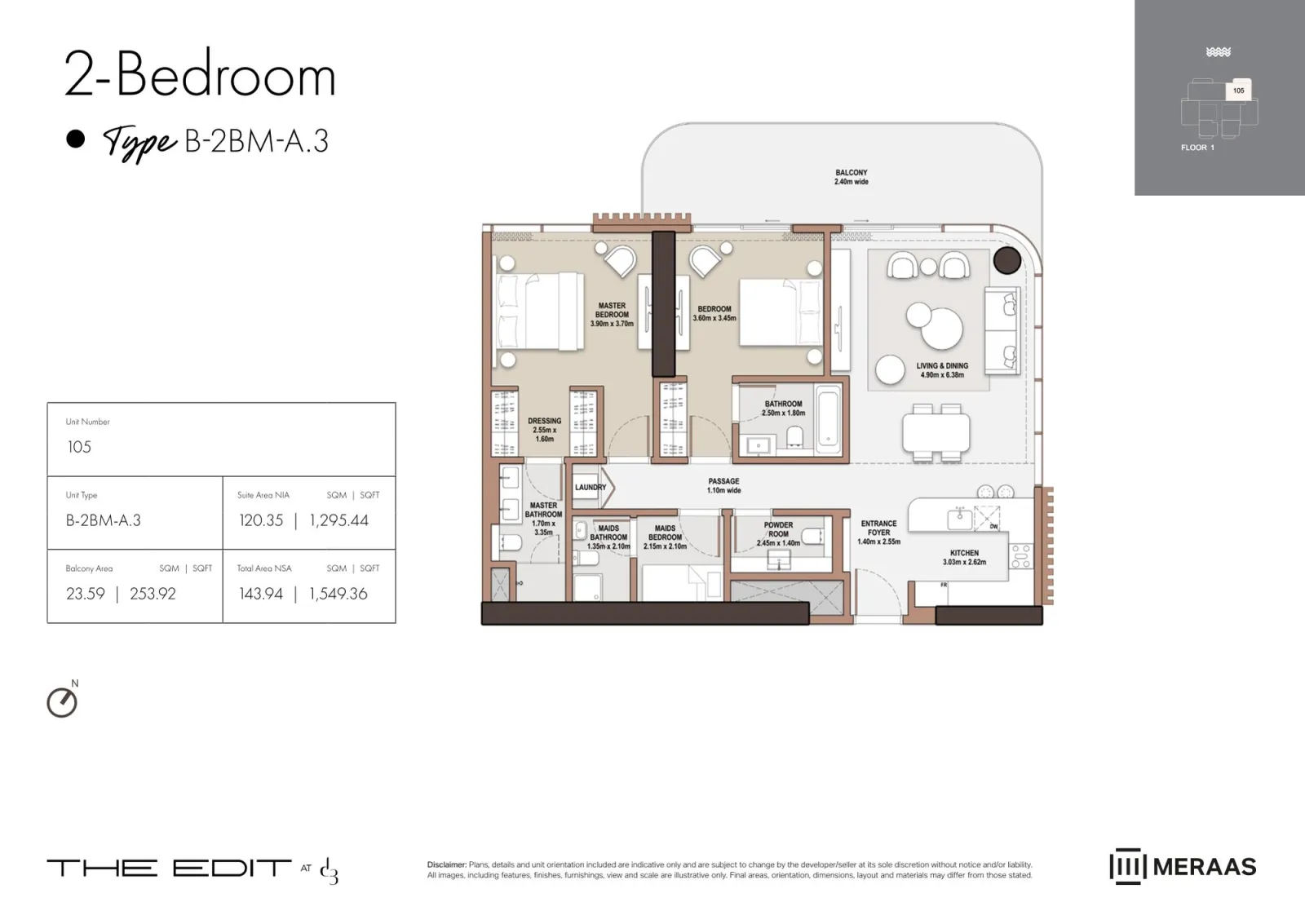 Floor plan for Type M-A3