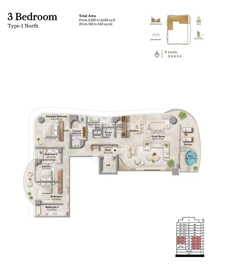 Floor plan for Type 1 North