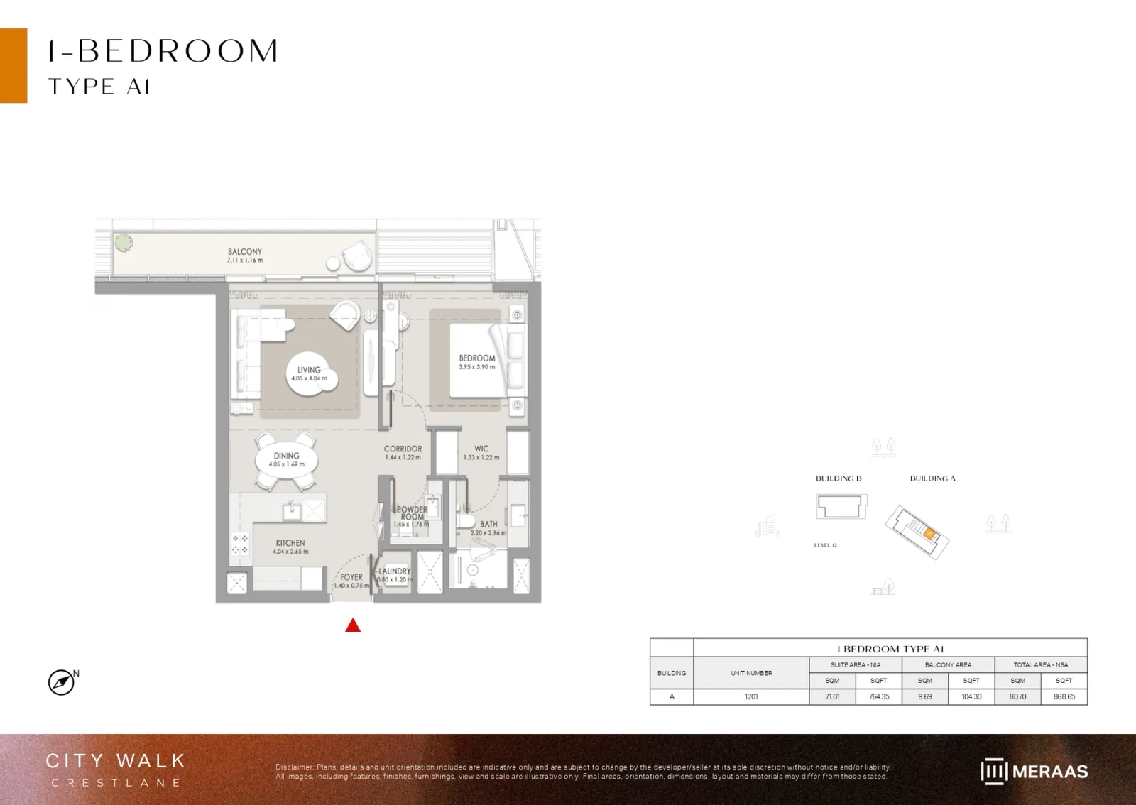 Floor plan for Type A1