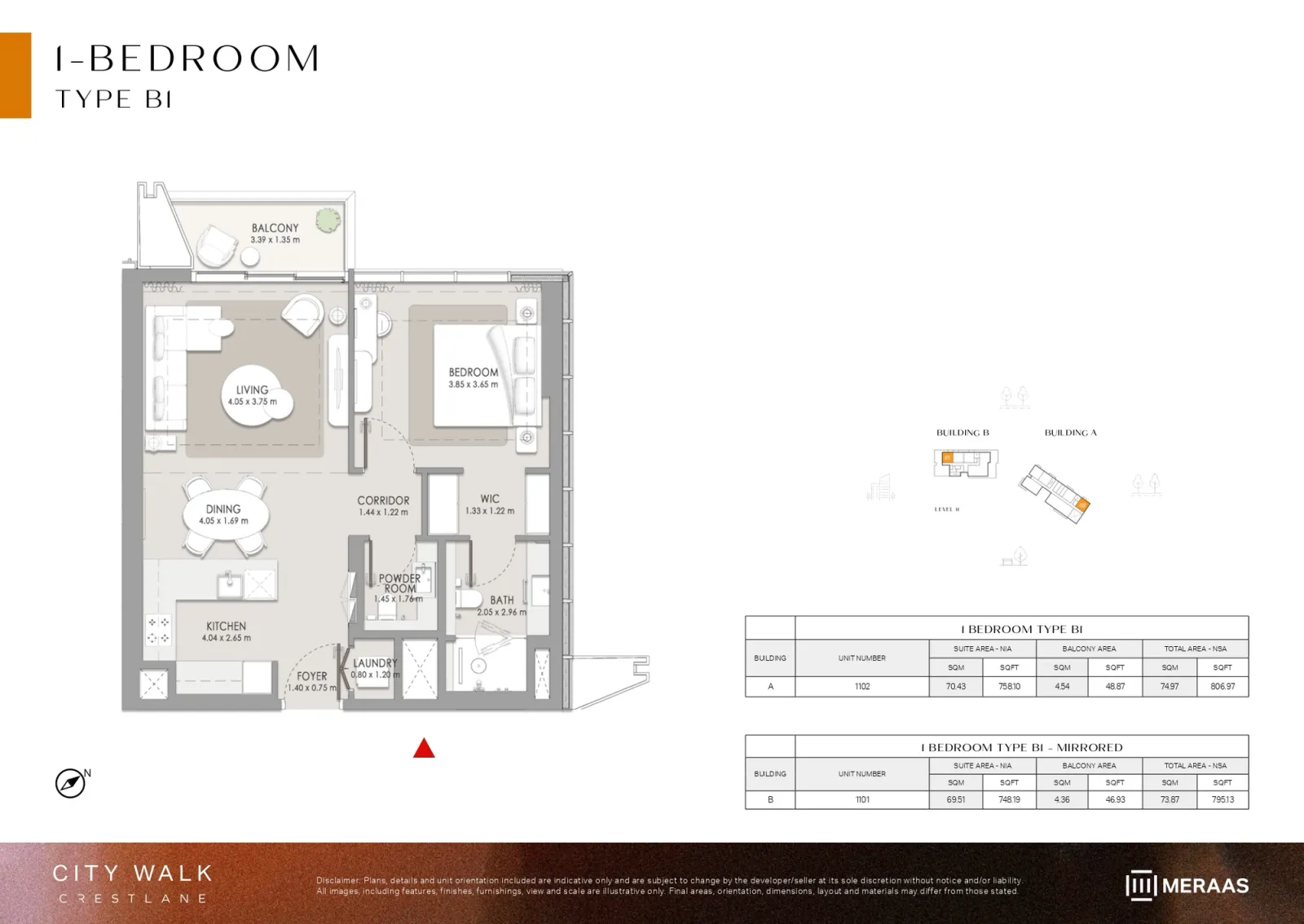 Floor plan for Type B1