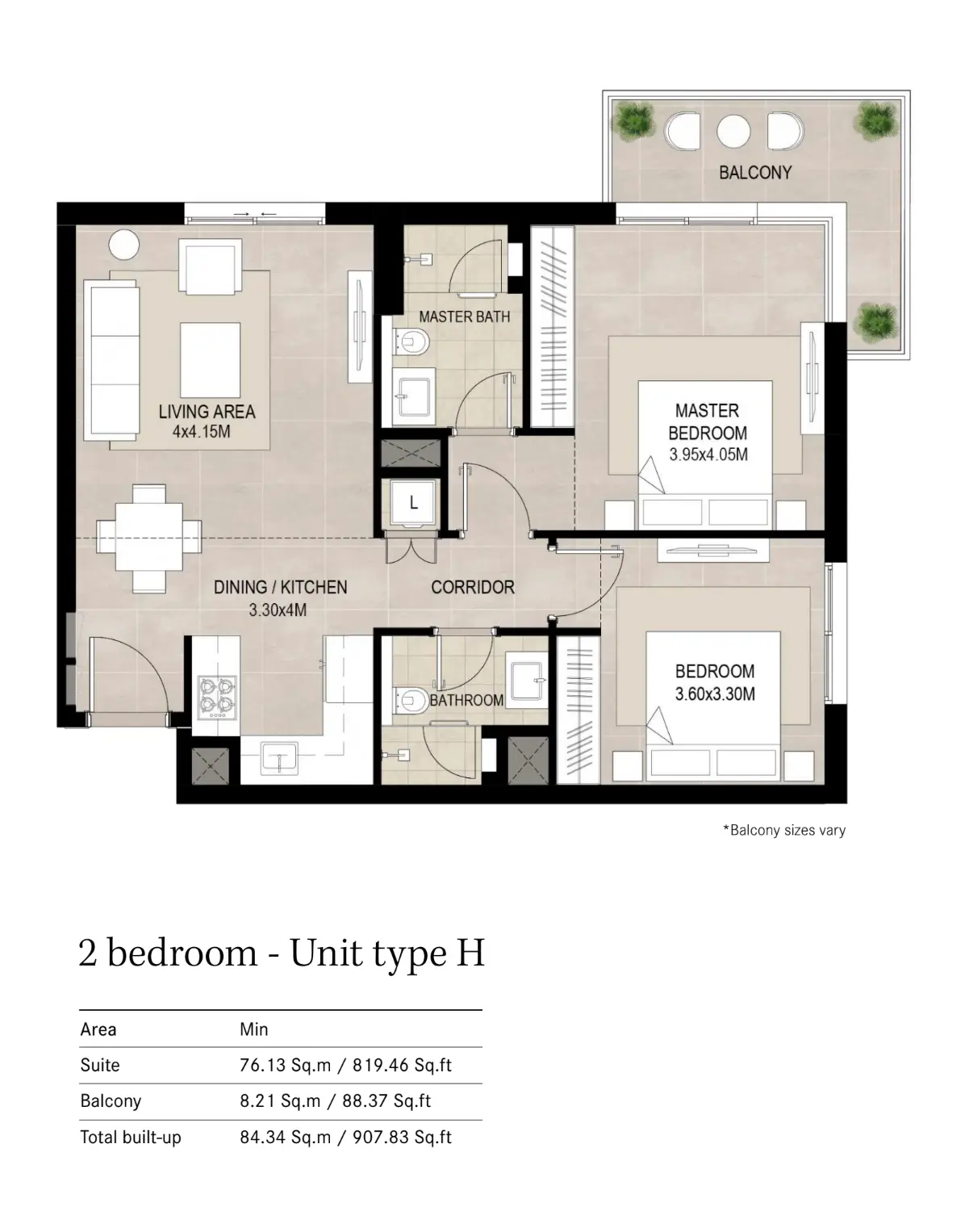 Floor plan for Type H