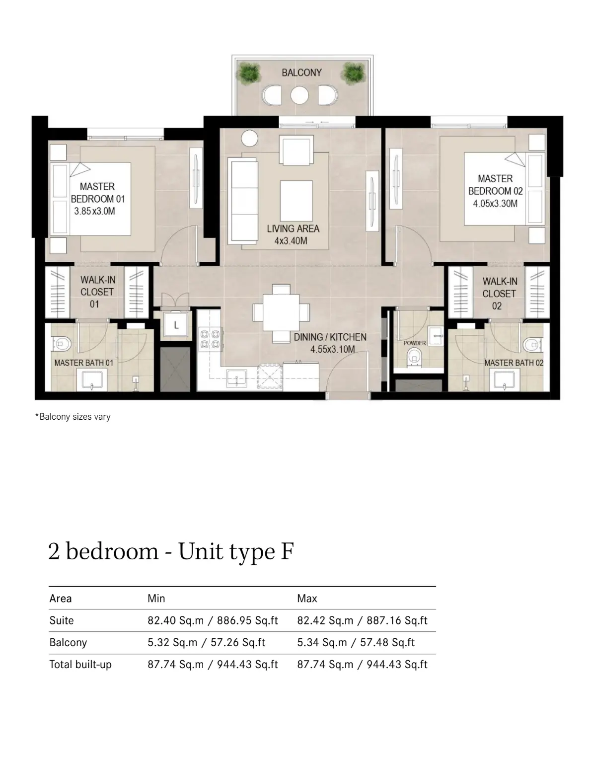 Floor plan for Type F