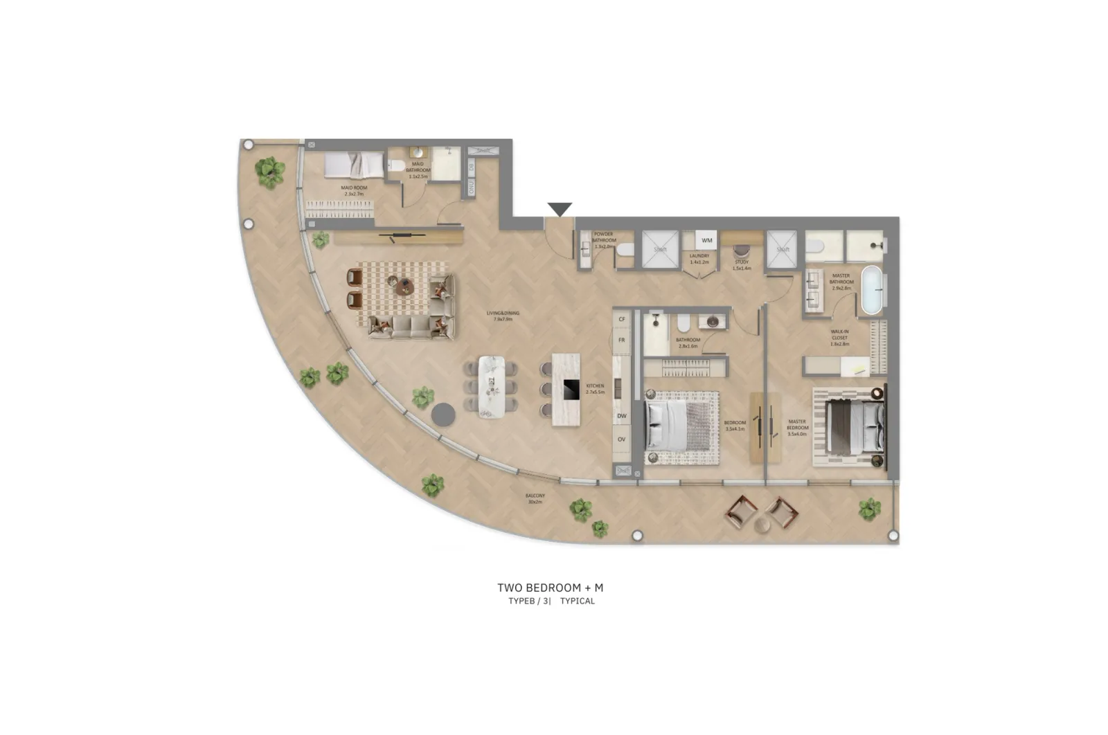 Floor plan for Type B3