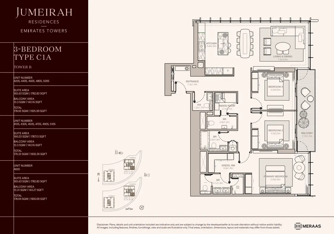 Floor plan for Type C1A
