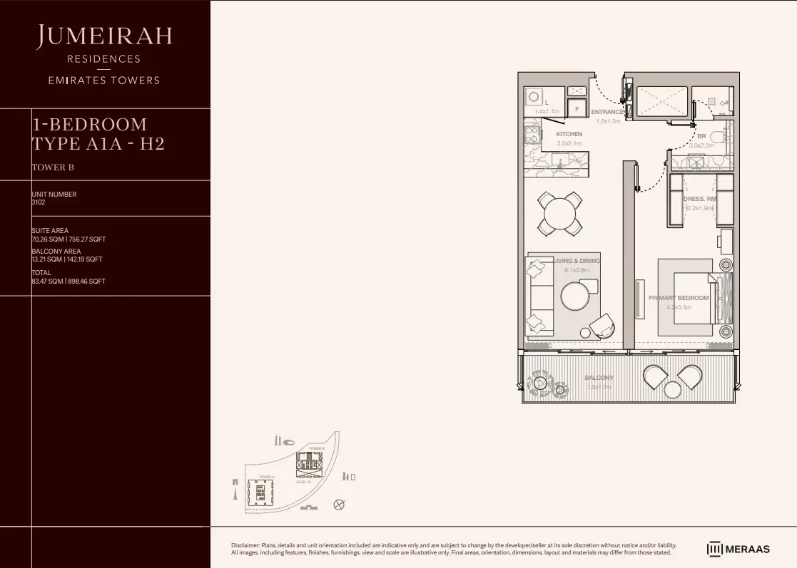 Floor plan for Type A1A-H2