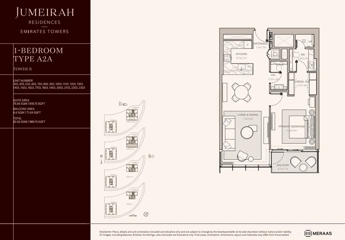 Floor plan for Type A2A