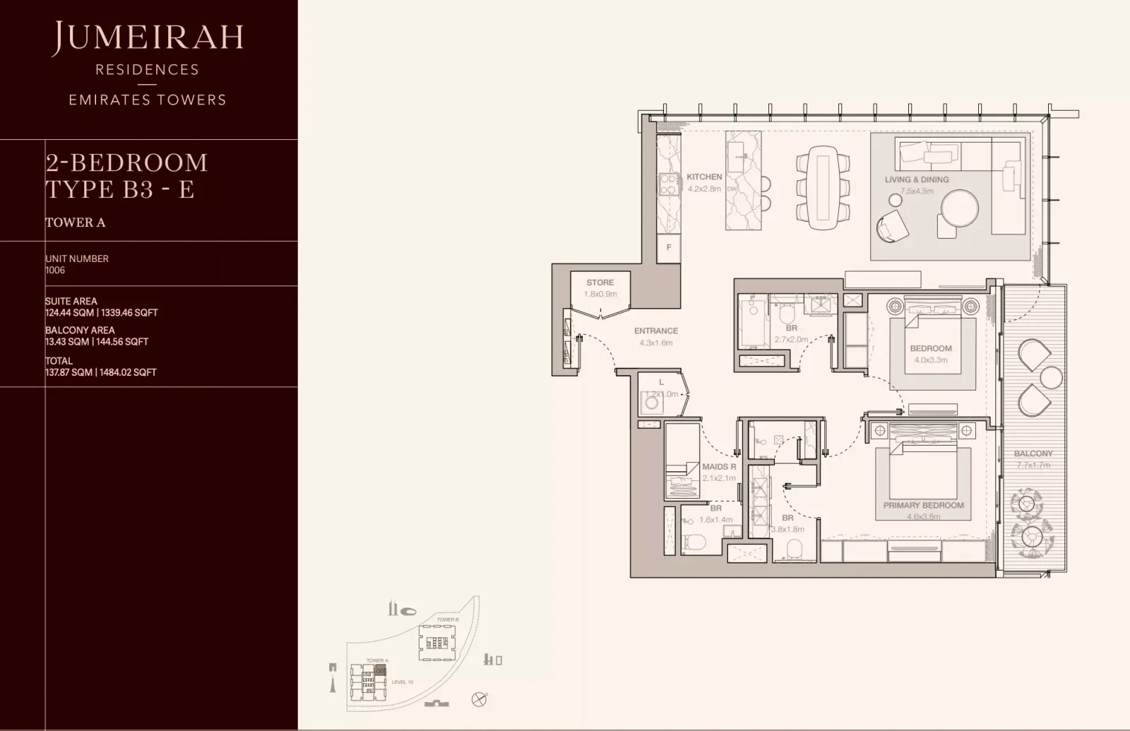 Floor plan for Type B3E