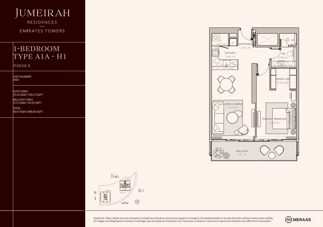 Floor plan for Type A1A-H1
