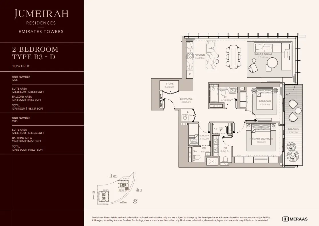 Floor plan for Type B3D