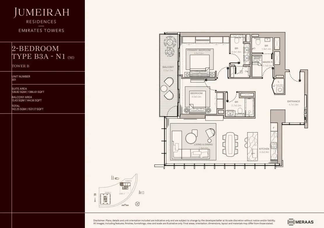 Floor plan for Type B3A-N1M