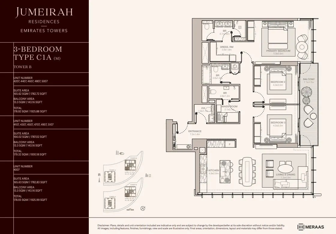 Floor plan for Type C1A-M