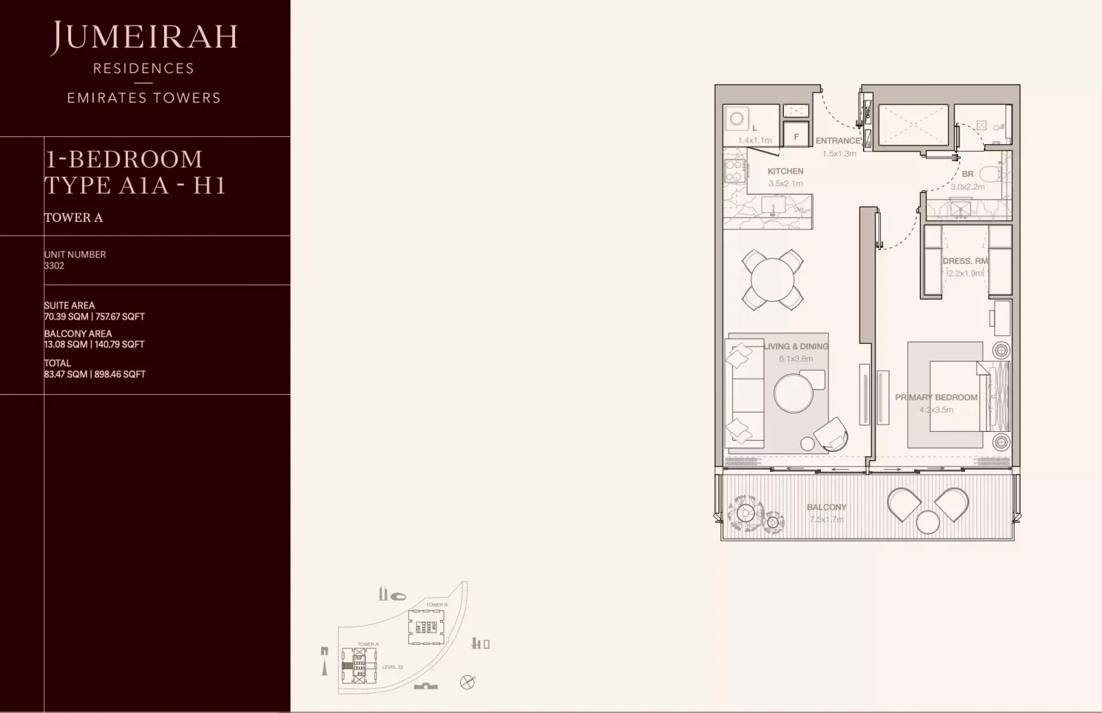 Floor plan for Type A1A-H1