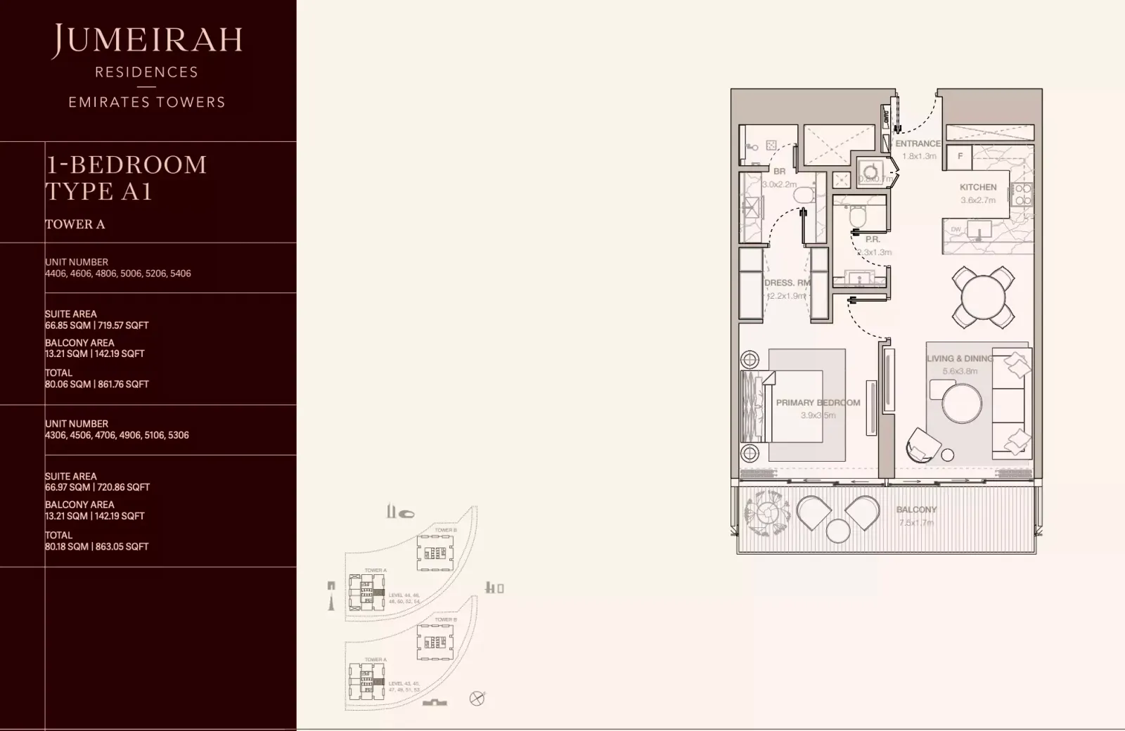 Floor plan for Type A1