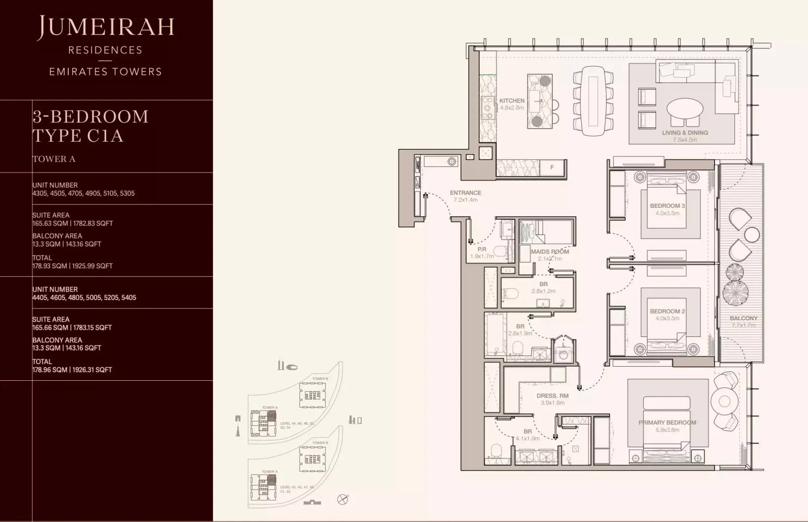 Floor plan for Type C1A