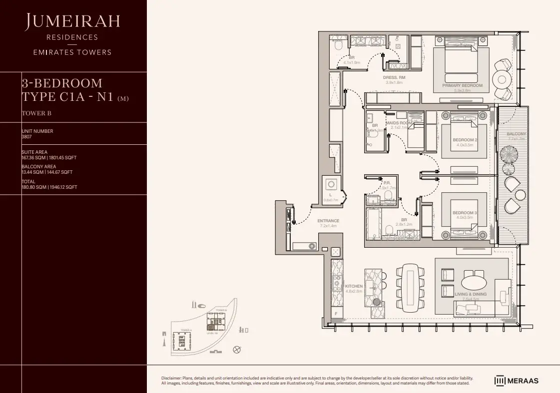 Floor plan for Type C1A-N1M