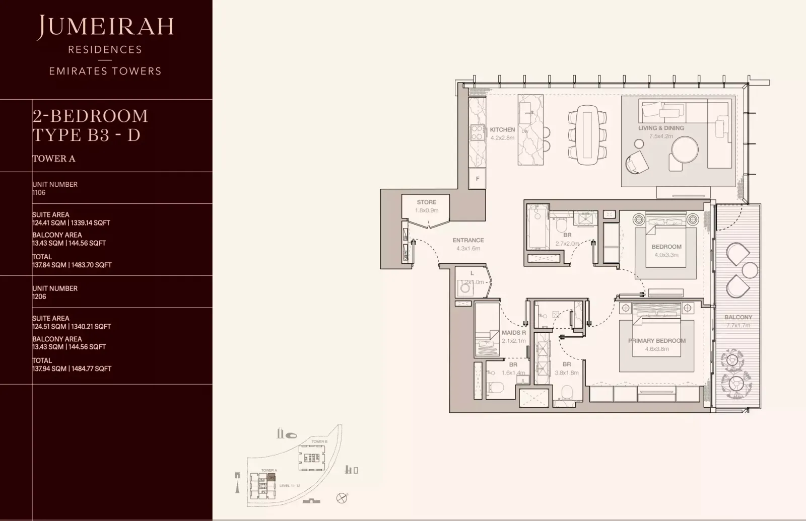 Floor plan for Type B3D