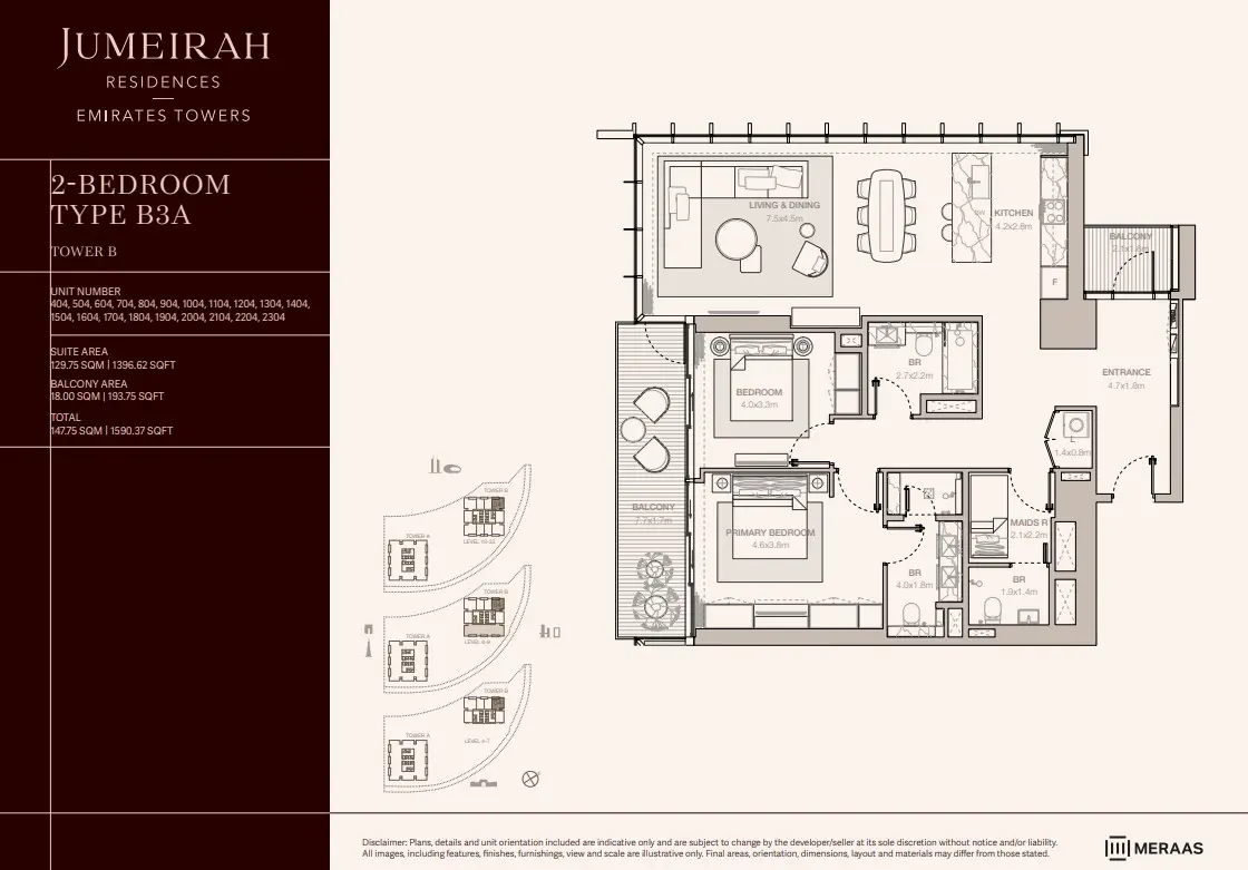 Floor plan for Type B3A