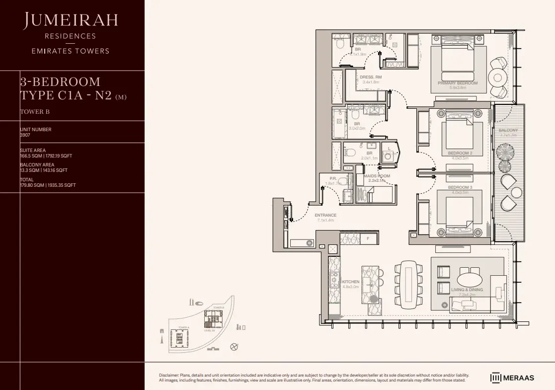Floor plan for Type C1A-N2M