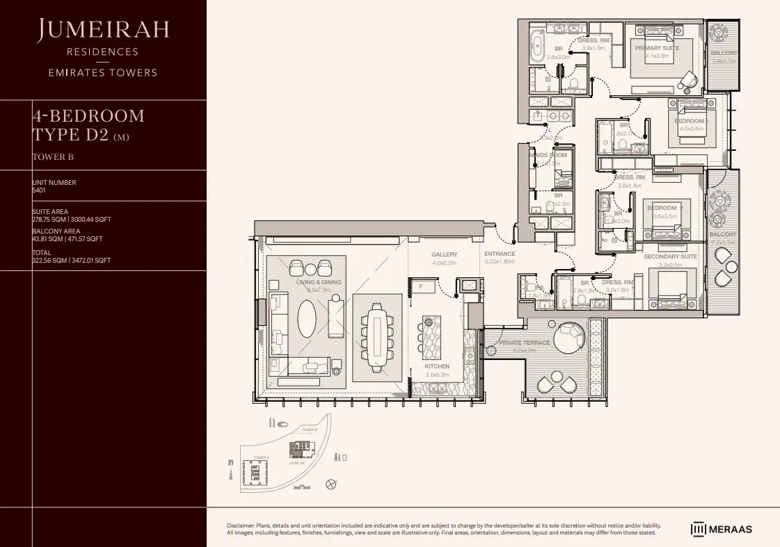 Floor plan for Type D2M