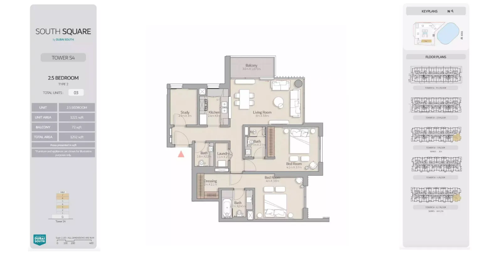 Floor plan for Type 2+S