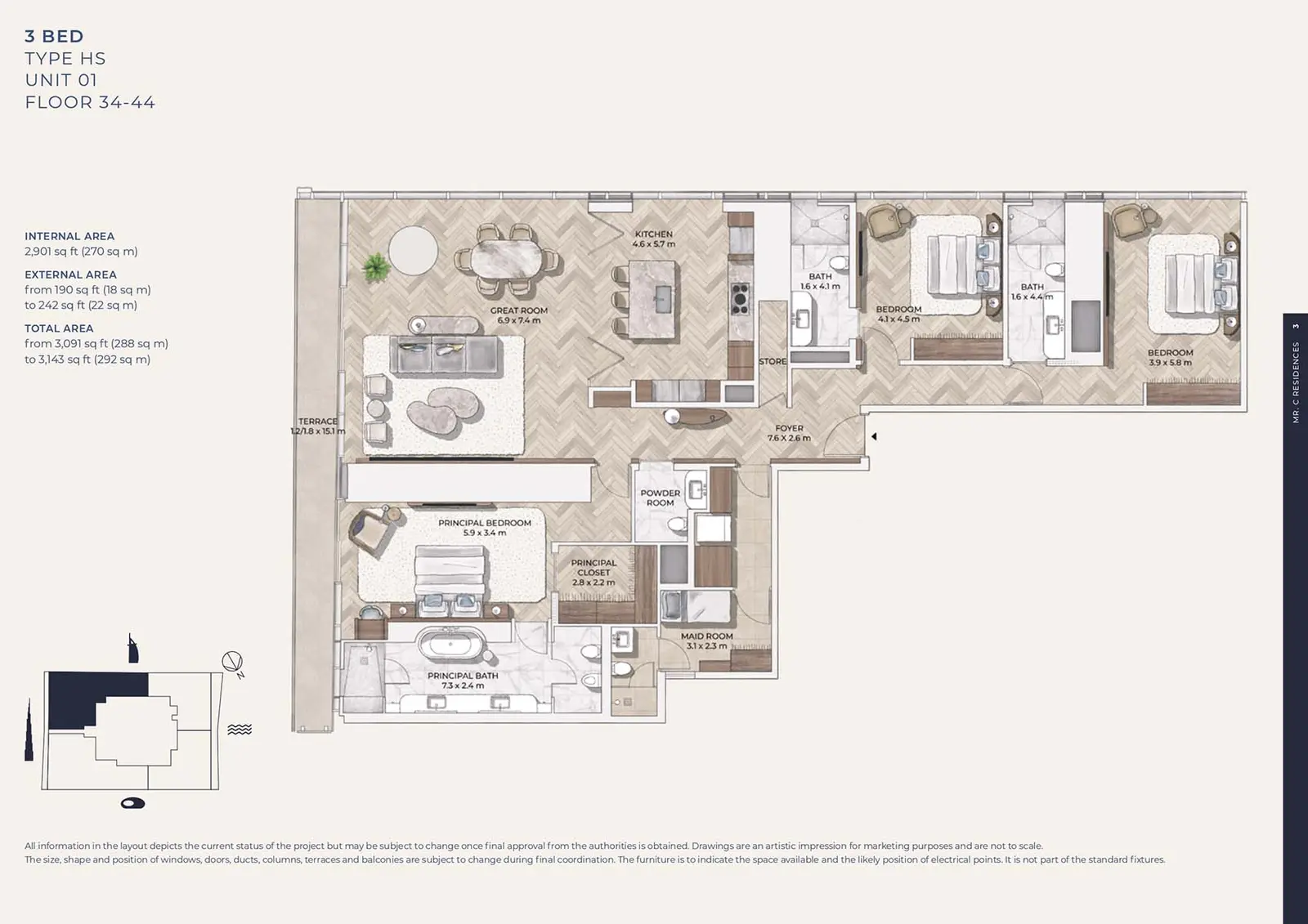 Floor plan for Type HS-01
