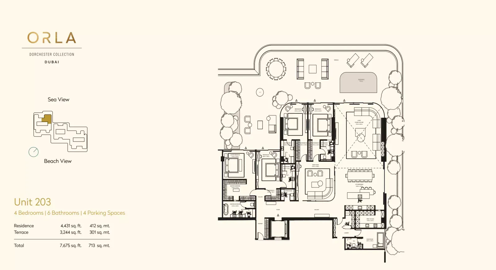 Floor plan for Unit 203