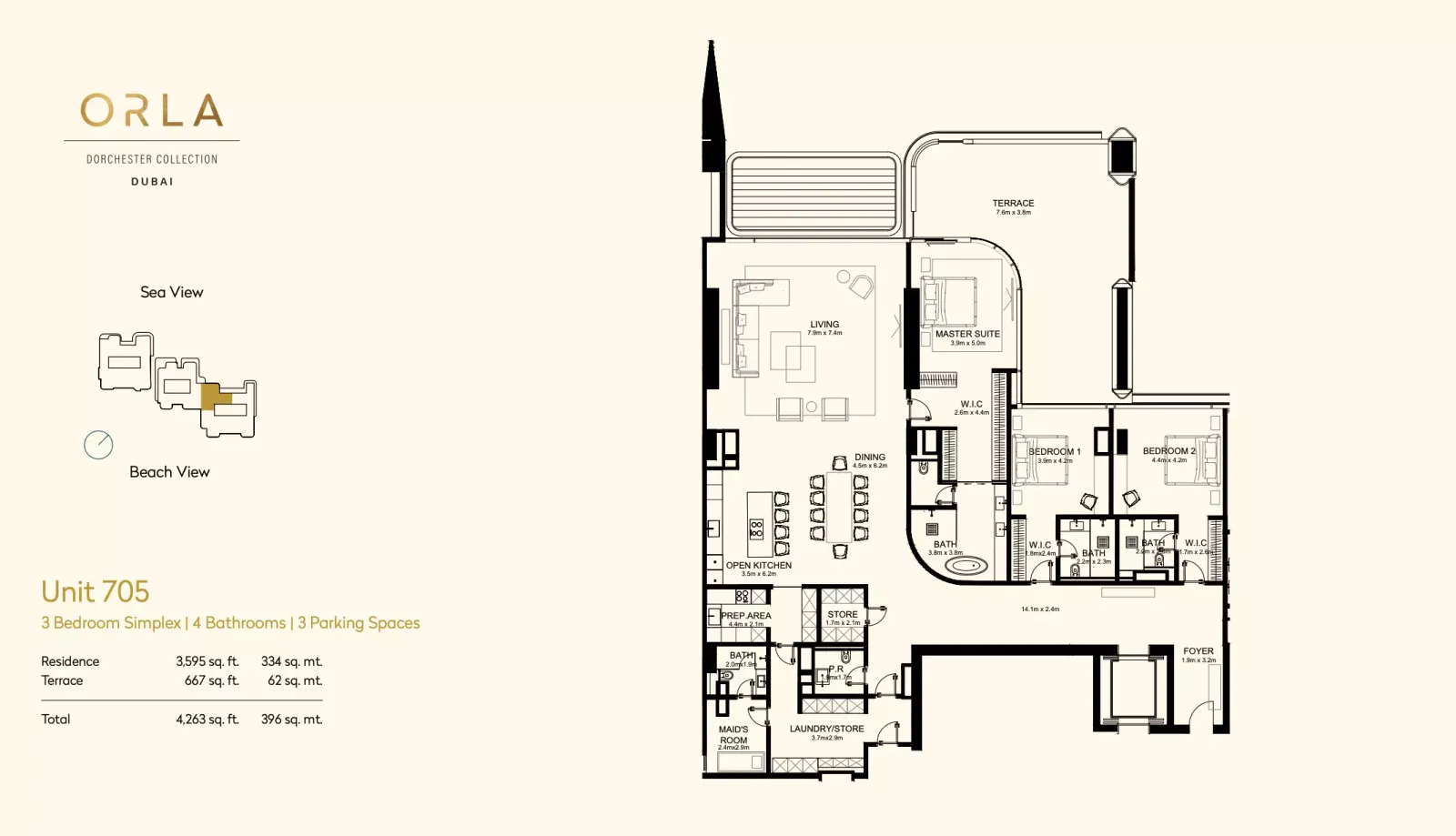 Floor plan for Unit 705