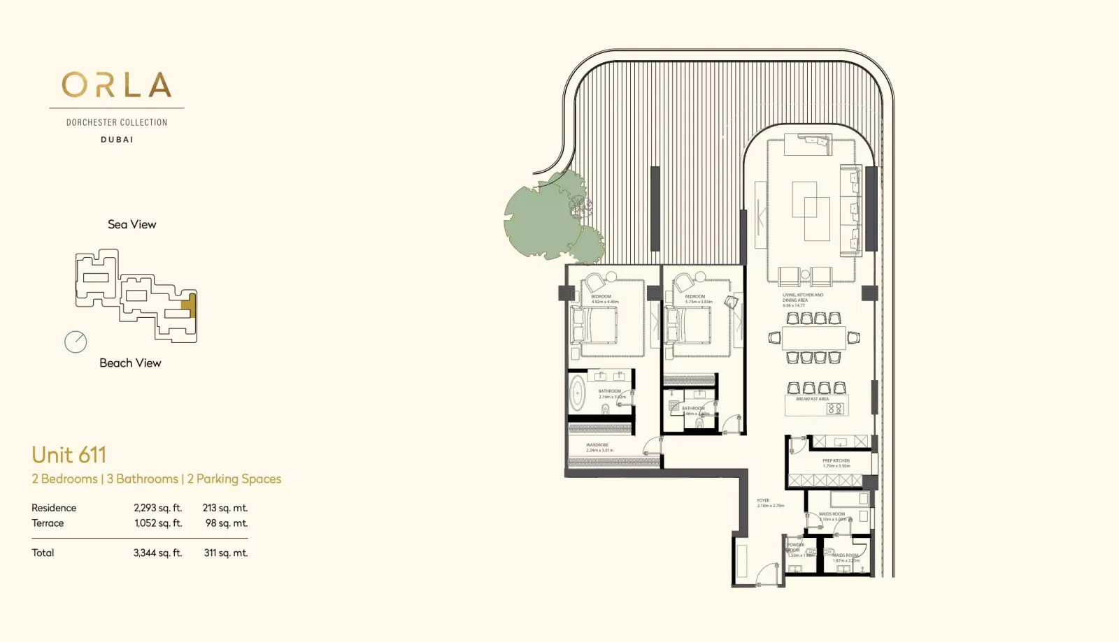 Floor plan for Unit 611
