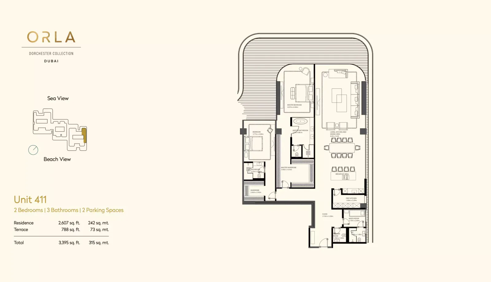 Floor plan for Unit 411