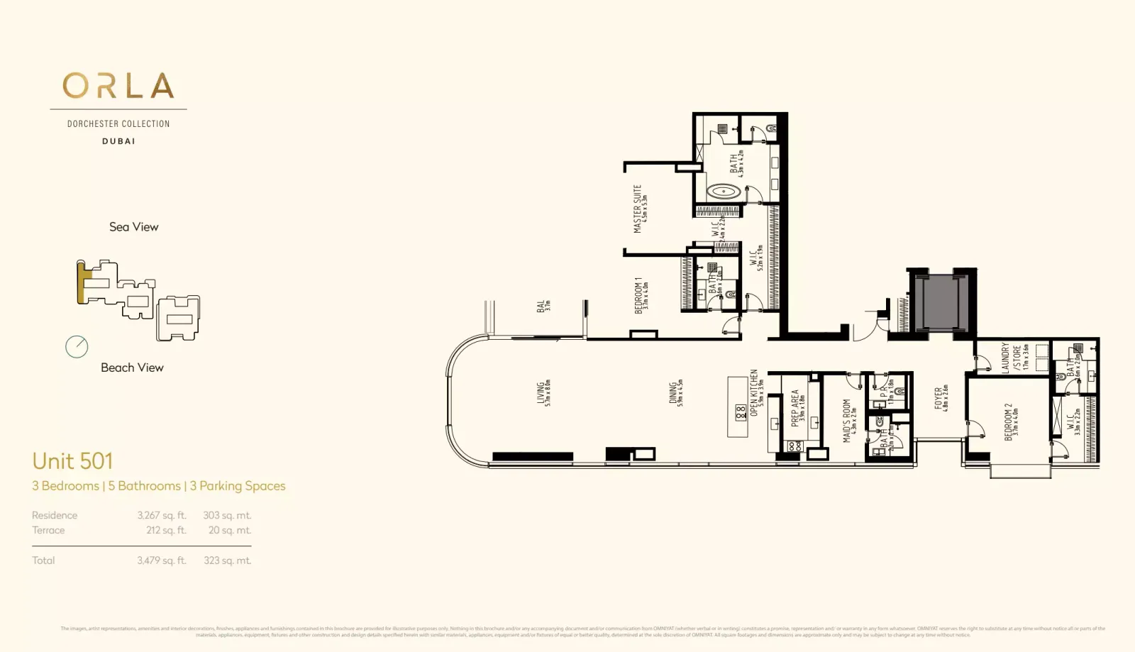 Floor plan for Unit 501