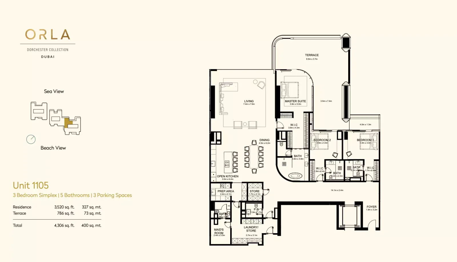 Floor plan for Unit 1105