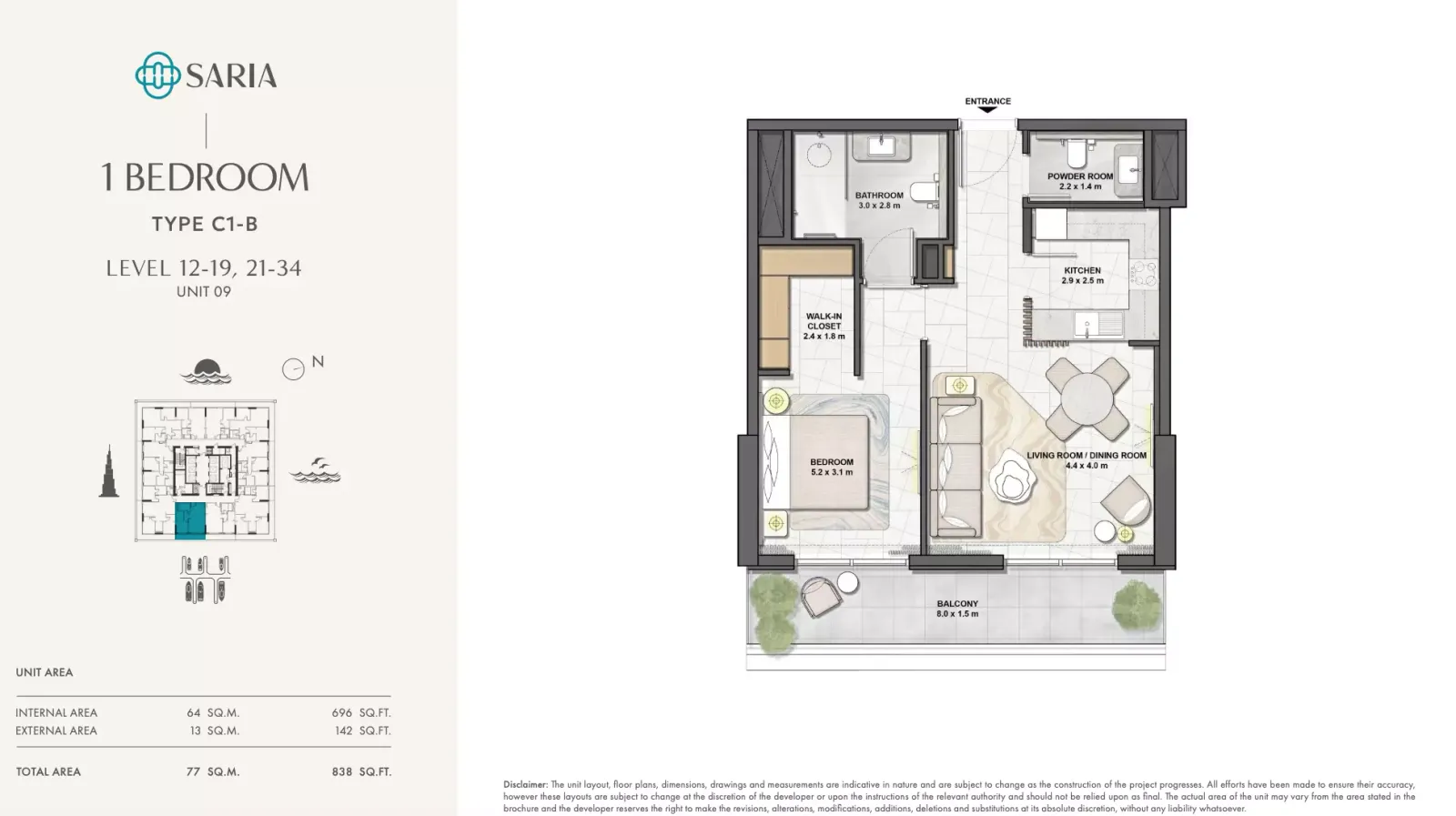 Floor plan for Type C1-B