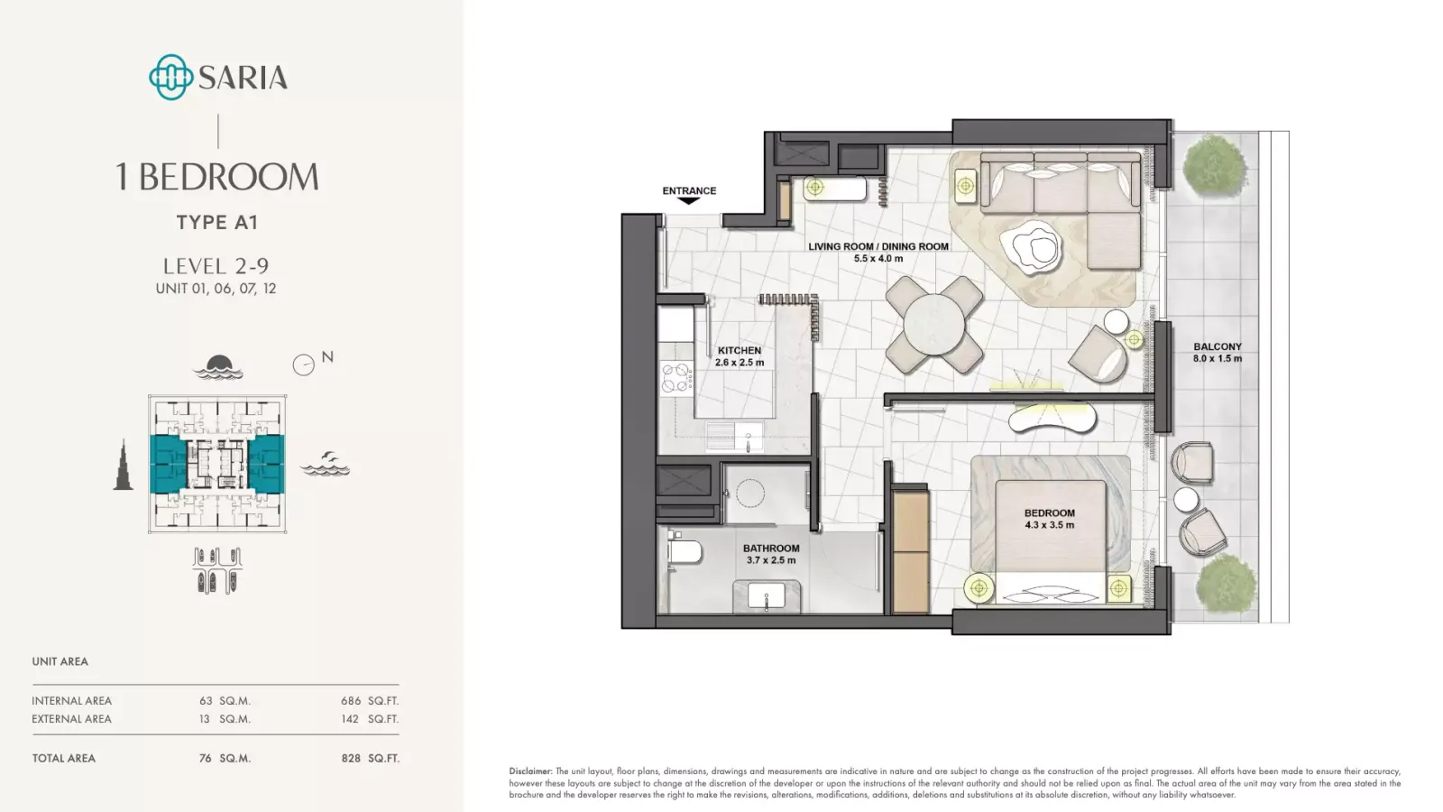 Floor plan for Type A1