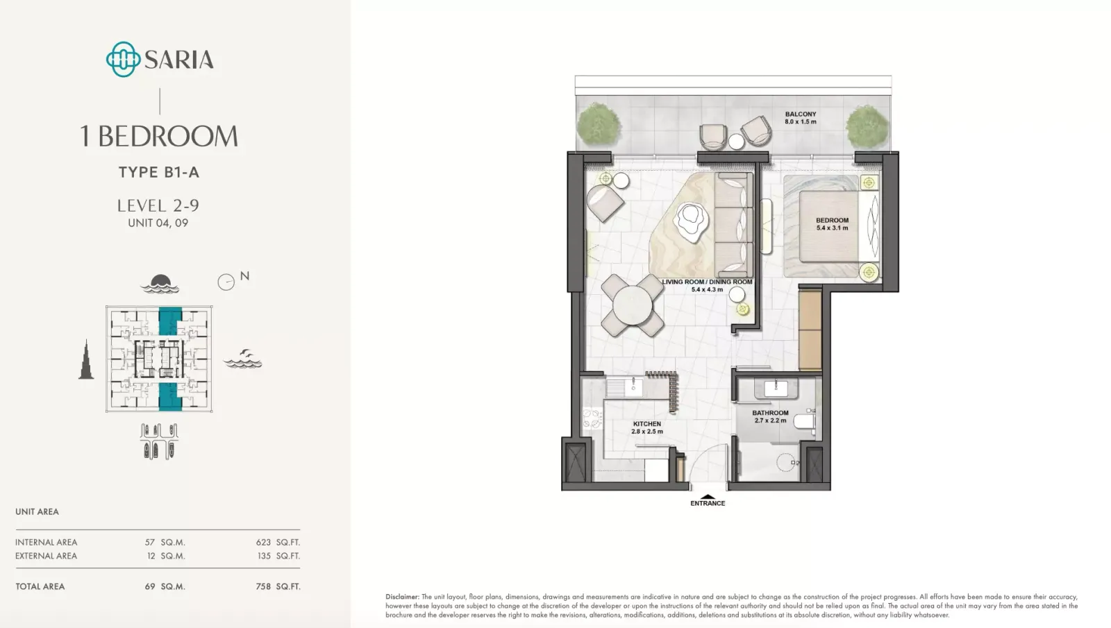 Floor plan for Type B1-A