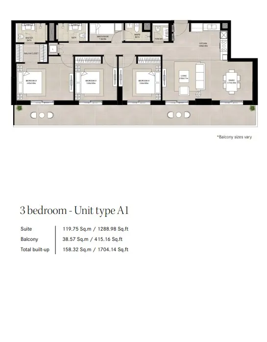 Floor plan for Type A1