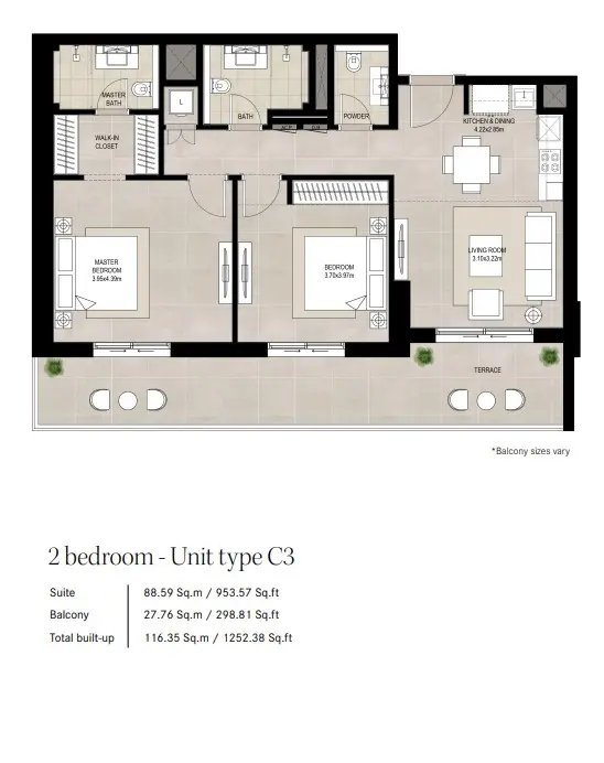 Floor plan for Type C3